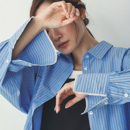 ストライプオーバーシャツ