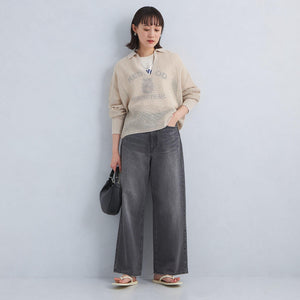 メッシュ スキッパー ニット プルオーバー -ウォッシャブル-