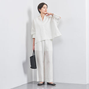 リネン パッチポケット イージーパンツ WHITE/YELLOW