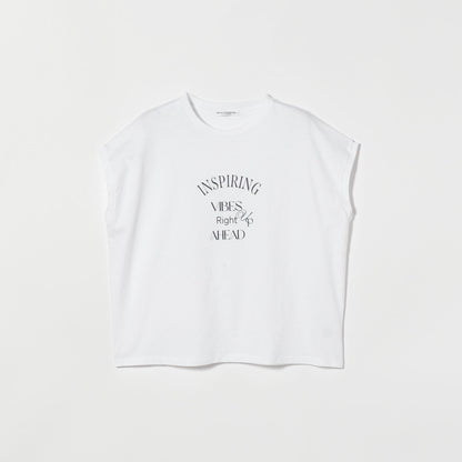 コットン ロゴプリント フレンチスリーブ Tシャツ