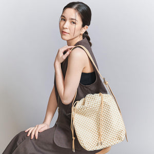 レザーライク×メッシュ コンビ ショルダーバッグ