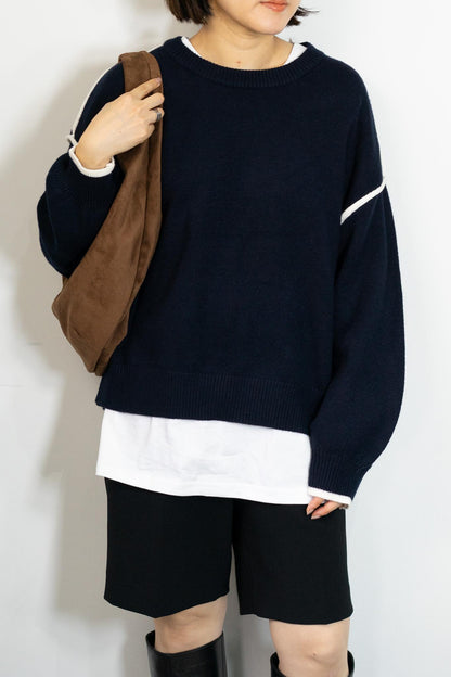 バイカラーラインニット