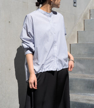 ラメストライプバッグギャザーシャツ
