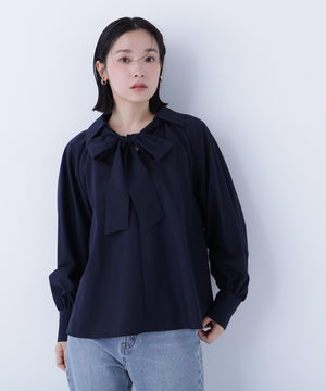 スキッパーリボンタイブラウス