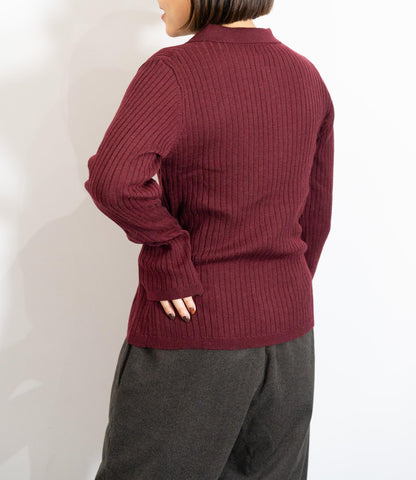 襟付きスリムニット