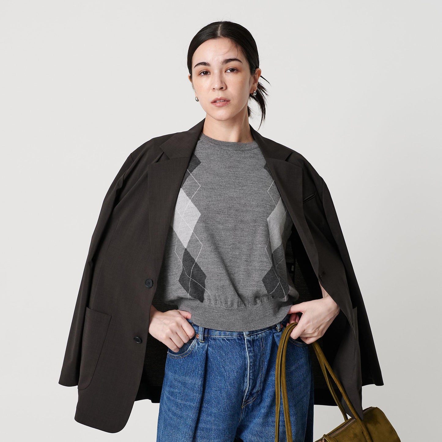 ウール アーガイル&ソリッドベスト