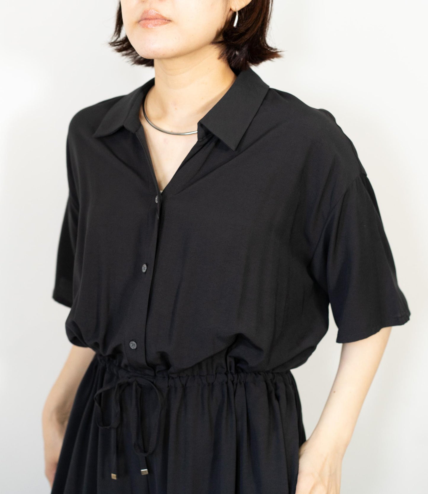 スキッパー半袖オールインワン