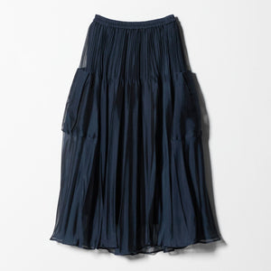 シャンブレー オーガンザ ポケット スカート