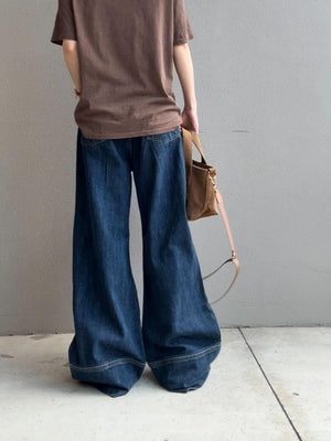 パネルヘムストレートデニム