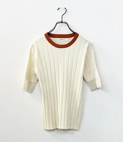 バイカラーシアースリーブスリムニット