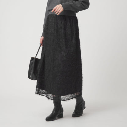 シアー レース ギャザー スカート