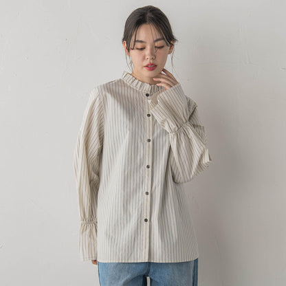 襟フリルブラウス≪洗濯機で洗える≫