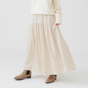 【百田夏菜子さん着用】【洗える】ツイル ギャザー スカート（S〜M）