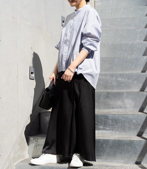 ラメストライプバッグギャザーシャツ