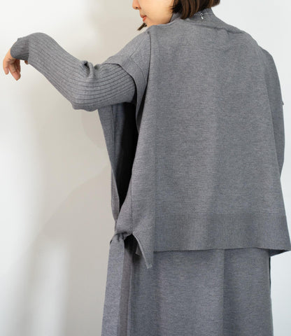 Vネックベストスリムワンピースアンサンブル