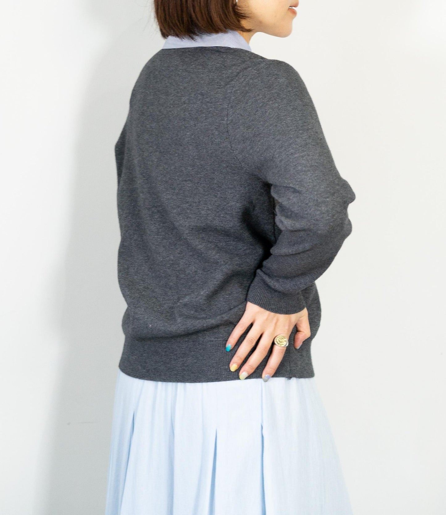 シャツカラードッキングカーディガン