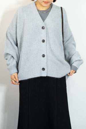 FOX混Vネックボクシーカーディガン