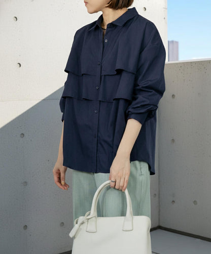 レイヤードライクダブルフリルシャツ