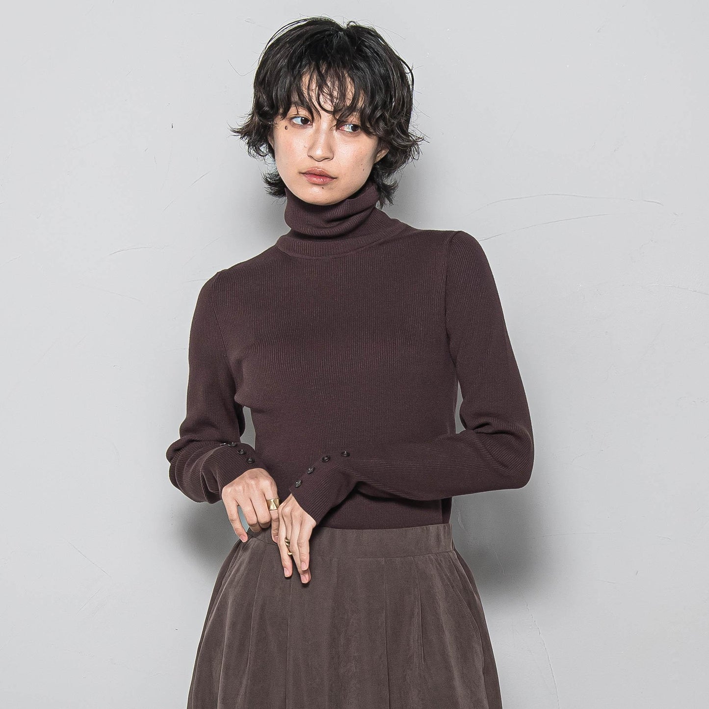 リブタートルニットプルオーバー≪手洗い可能≫