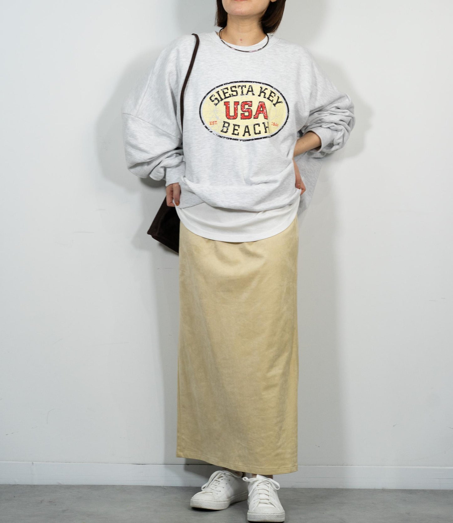 ストレッチスウェードライクIラインスカート