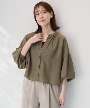 シアーテックリネンギャザーブラウス