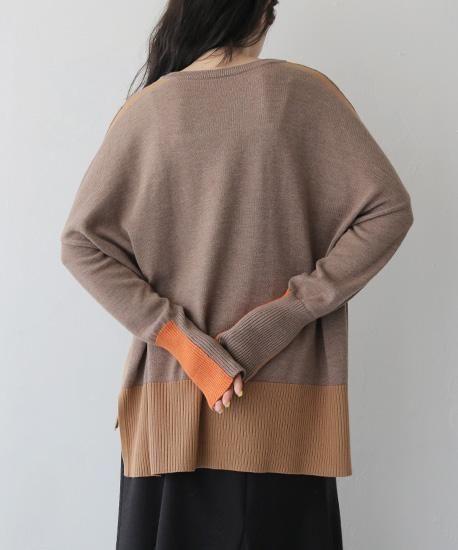 バイカラーボクシーニット