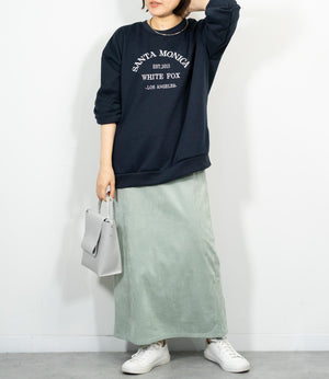 ストレッチスウェードライクIラインスカート