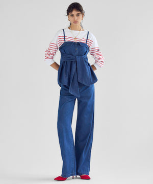 ライトダンガリー ワイドパンツ