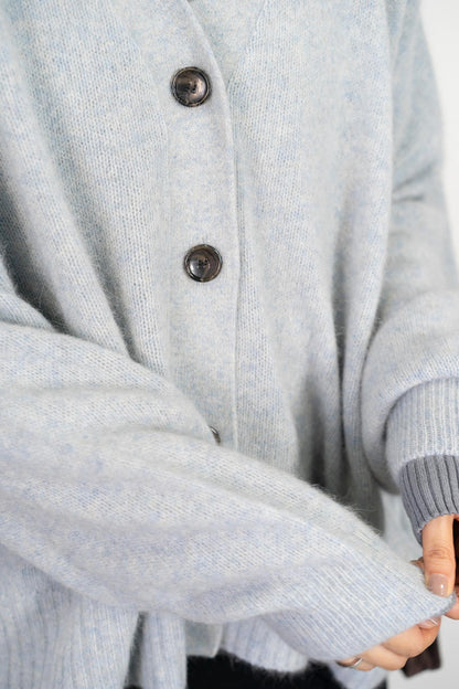 FOX混Vネックボクシーカーディガン