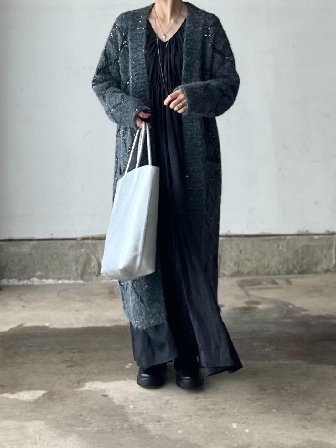 スパンコールニットロングカーディガン