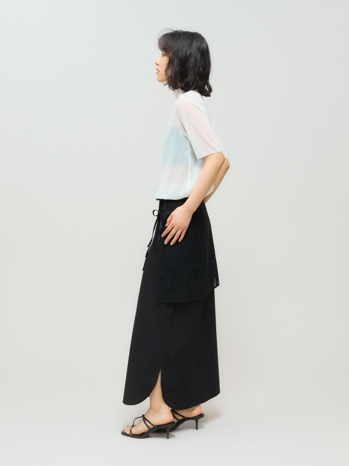 MIDIUMISOLID for Ladies レースレイヤードスカート