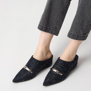 ＜SY＞ ポインテッドインヒールウェッジミュール サンダル55↑