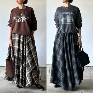 ムードチェックマキシロングスカート