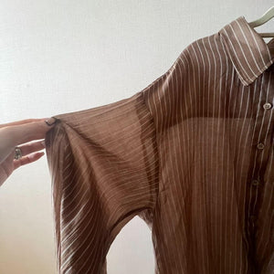 シアーストライプオーバーシャツ