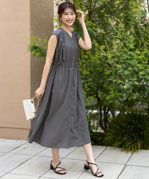 フロントボタンギャザー ワンピース