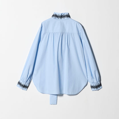 レース コンビ ボウタイ リボン ブラウス ‐ウォッシャブル‐