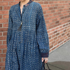 ブロックプリントワンピースコート