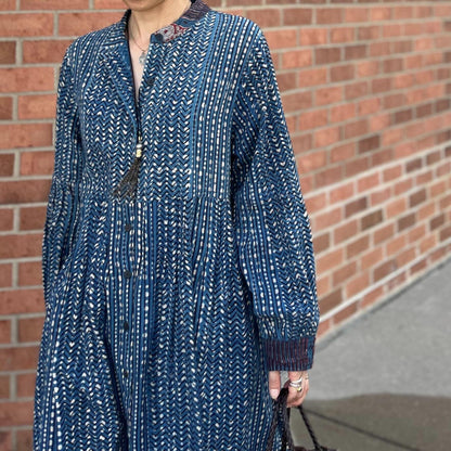 ブロックプリントワンピースコート