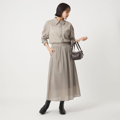 ［size SHORTあり］ウール混ボイル シャツ -ウォッシャブル-