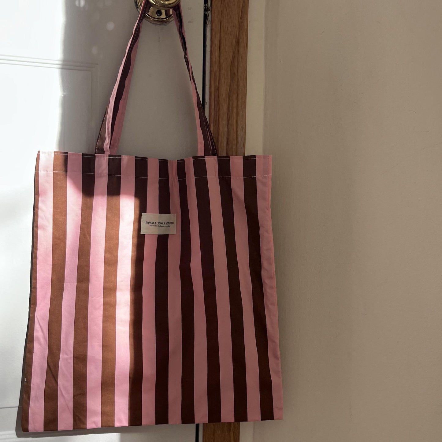 PINK&BROWNストライプバッグ