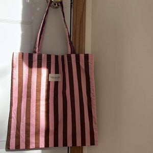 PINK&BROWNストライプバッグ