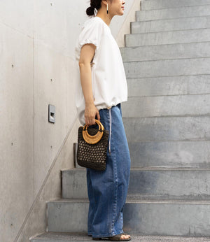 異素材切り替えドロストラグランカットソー