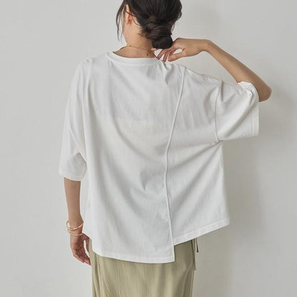 USAコットンアシンメトリーレタリングTシャツ