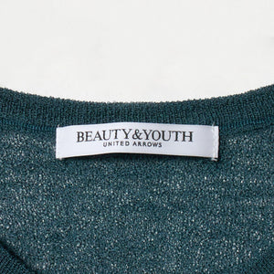 ウールナイロン クルーネックハーフスリーブカーディガン