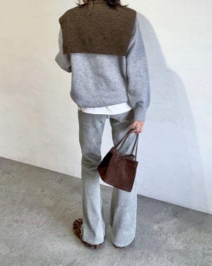 ベロア調リブフレアパンツ