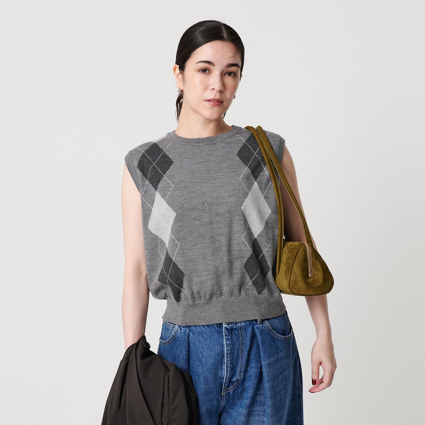 ウール アーガイル&ソリッドベスト