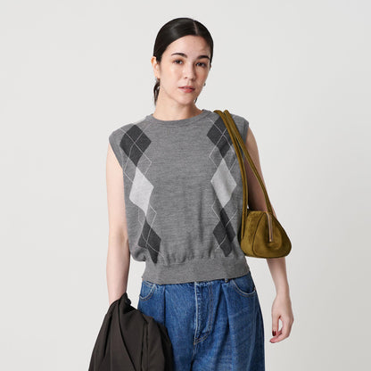 ウール アーガイル&ソリッドベスト