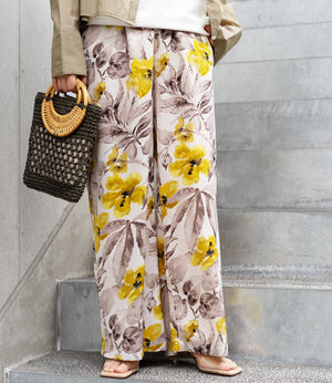 ボタニカルフラワーイージーパンツ