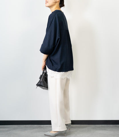 レースドッキングスキッパーブラウス