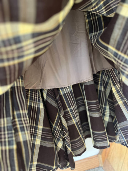 ムードチェックマキシロングスカート